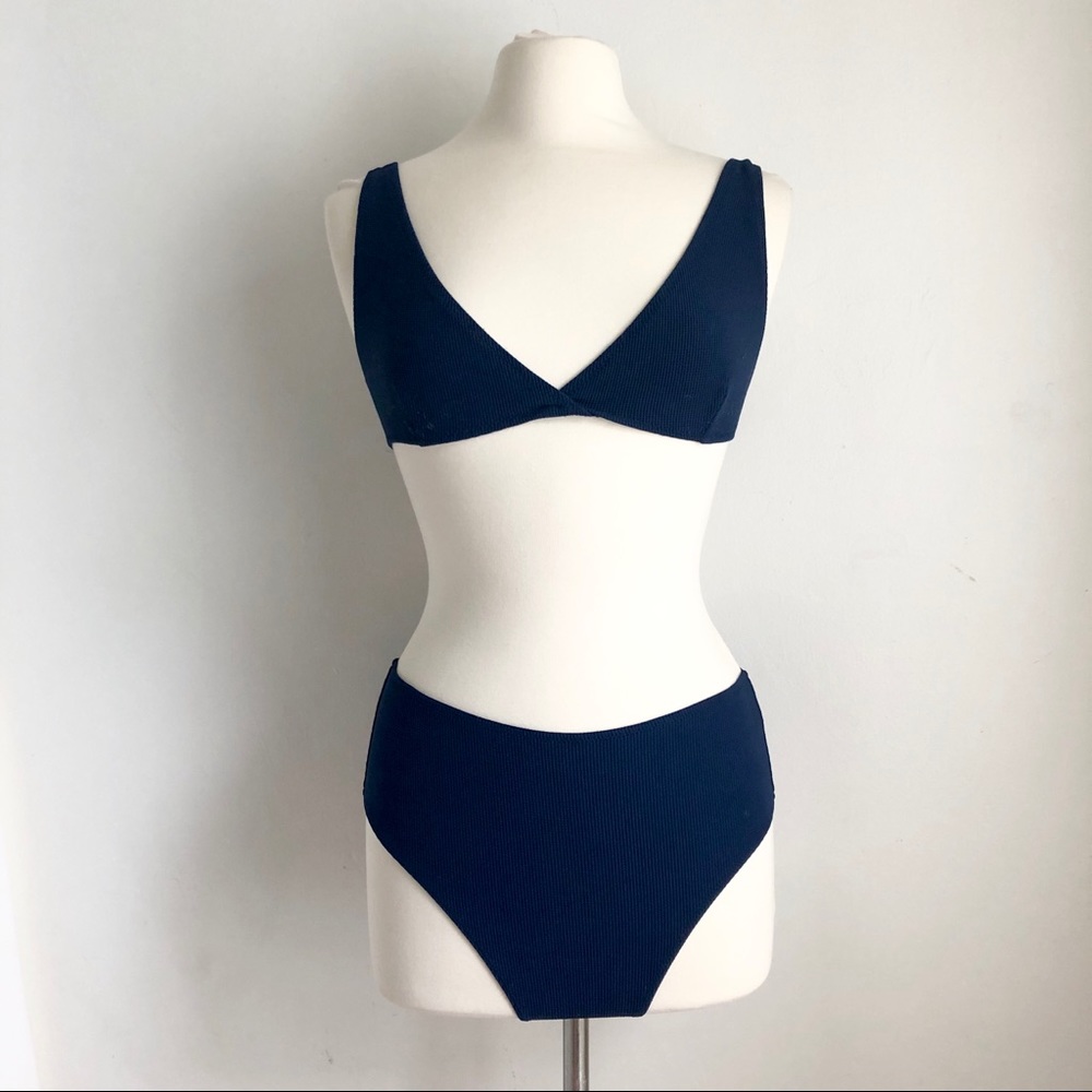 Solid & Striped Navy Blue Ribbed Beverly Bikini M